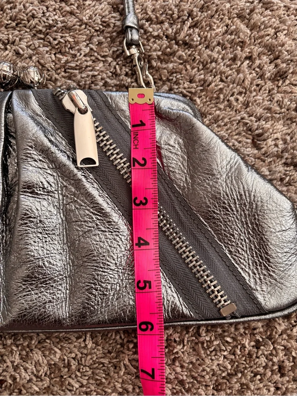 Y2K Metallic Gunmetal Frame Clutch Purse Futuristic Indie Glam Shoulder Bag - Picture 3 of 7